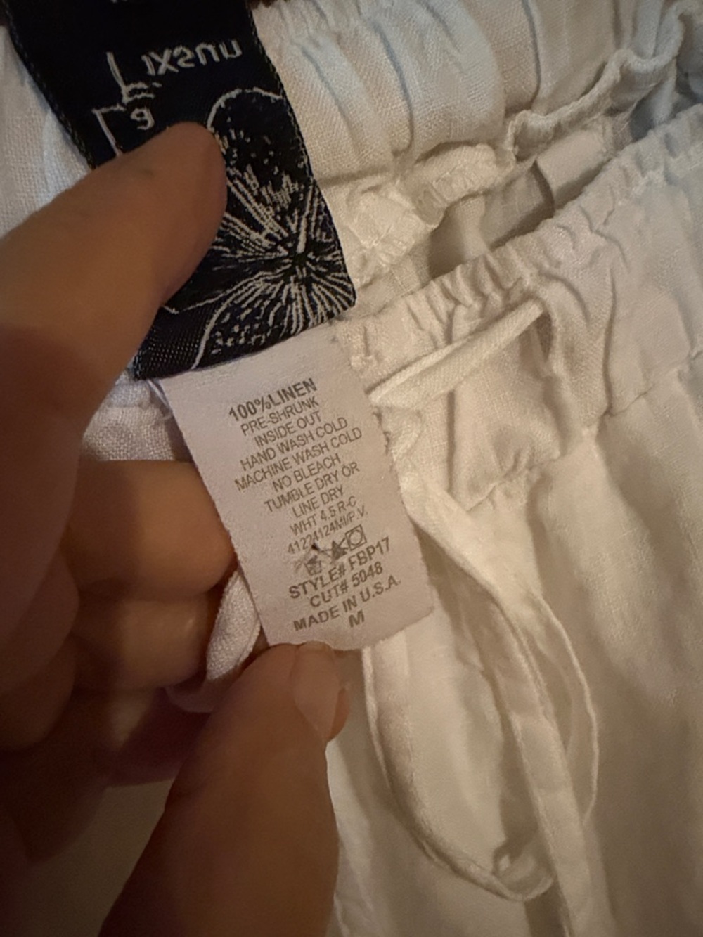 White Linen Wide-Leg Drawstring Pants - LA FIXSUN USA - Sz M - Picture 6 of 9